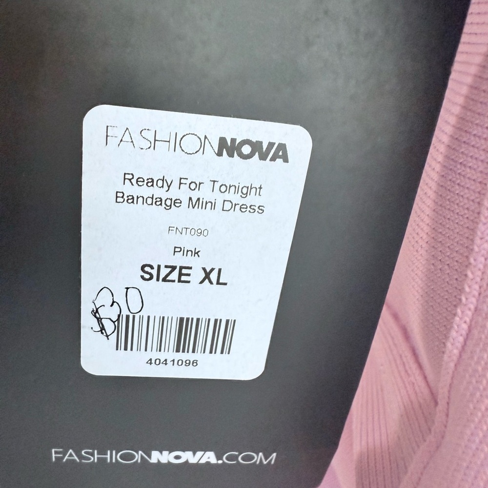 Fashion Nova | Ready for Tonight Pink Bandage Mini Dress | Size XL - Picture 8 of 9